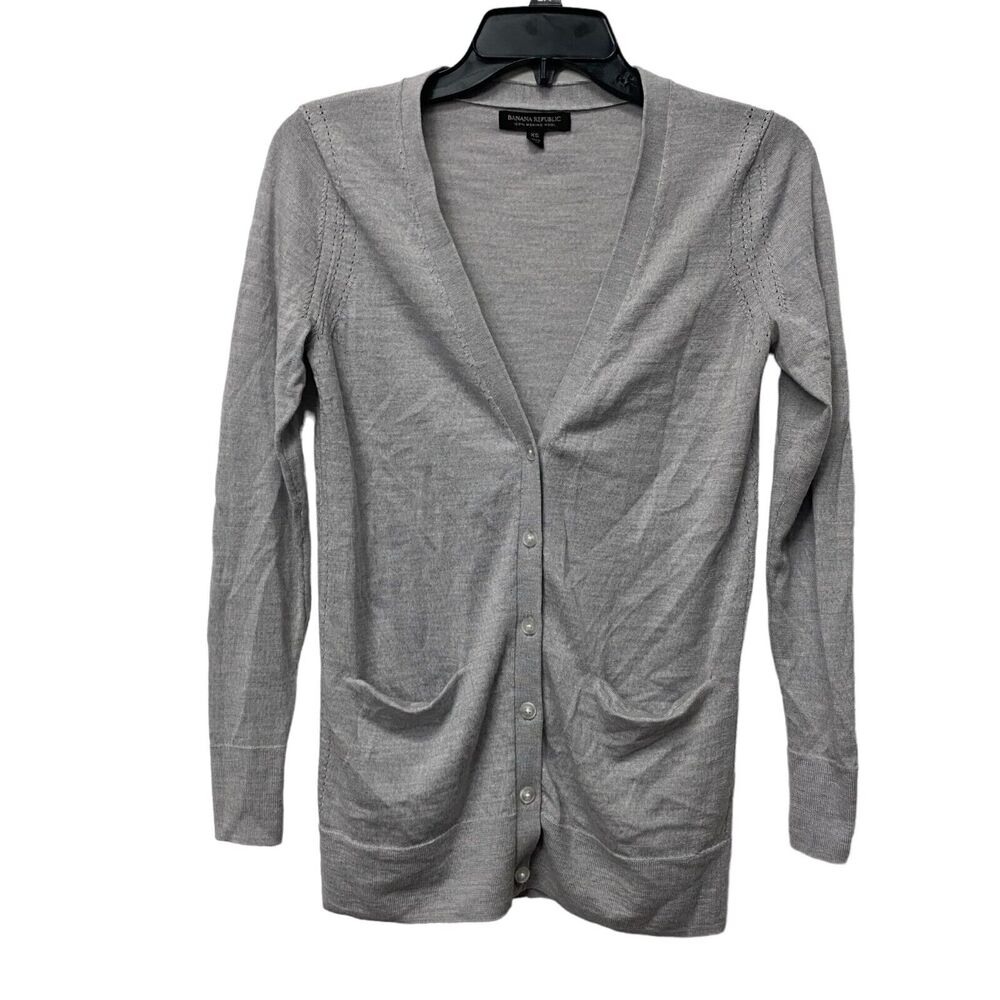 Banana Republic 100% Merino Wool Cardigan Women's V-Neck Button-Up Sweater Sz XS